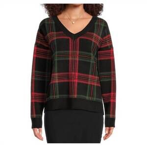 NEW BEACH RIOT joey v-neck sweater in ribbon plaid